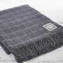 Luxury Cashmere Charcoal Checked Throw, thumbnail 1 of 3