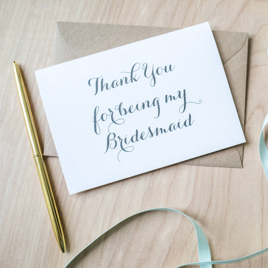 'Thank You For Being My Bridesmaid' Greetings Card