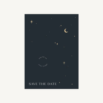 Celestial Night Sky Wooden Magnet Save The Date, 2 of 6