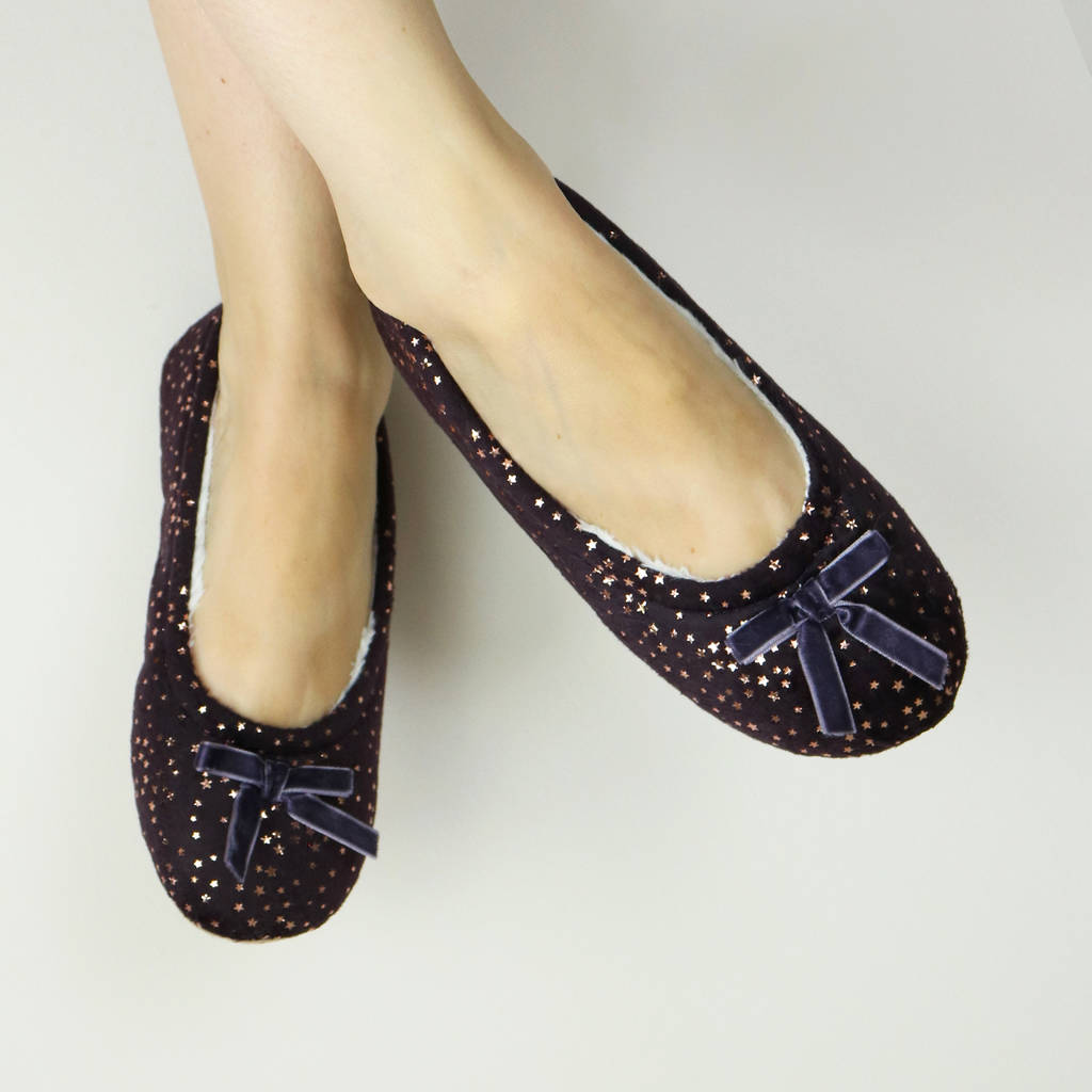Rose Gold Star Velvet Ballet Slippers By Hayley & Co | notonthehighstreet.com