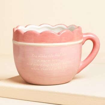 Pink Ceramic Scallop Edge Bow Mama Mug, 3 of 4