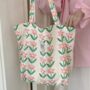 Extra Large Floral Daisy Tote Bag, Rose Canvas Shoulder Bag, thumbnail 4 of 10