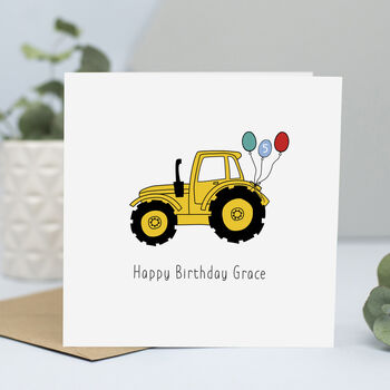 Tractor Birthday Card With Personalised Name And Age, 3 of 5