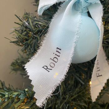 Personalised First Christmas Tree Bauble With Personalised Bow, 3 of 6