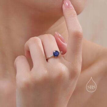 Sterling Silver One Carat Sapphire Blue Cz Ring, 6 of 12