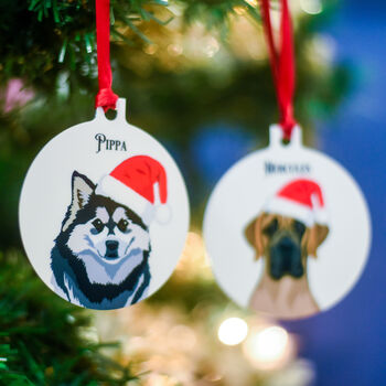 Personalised Christmas Baubles Decoration Santa Dog Cute, 12 of 12