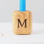 Solid Oak Personalised Initial Candle Holder, thumbnail 3 of 8