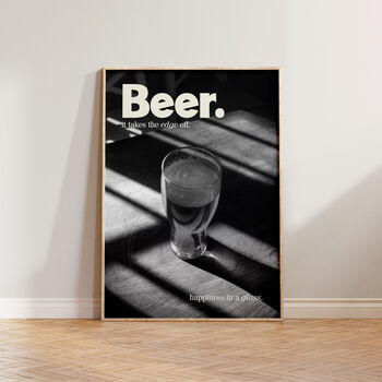 Retro Black And White Kitchen Bar Beer Wall Print, 4 of 4