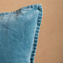 Blue Cotton Velvet Cushion Cover With Feston Stitch, thumbnail 4 of 5