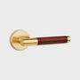 Brass Gold, Silver And Black Leather Door Lever Handles, thumbnail 6 of 8