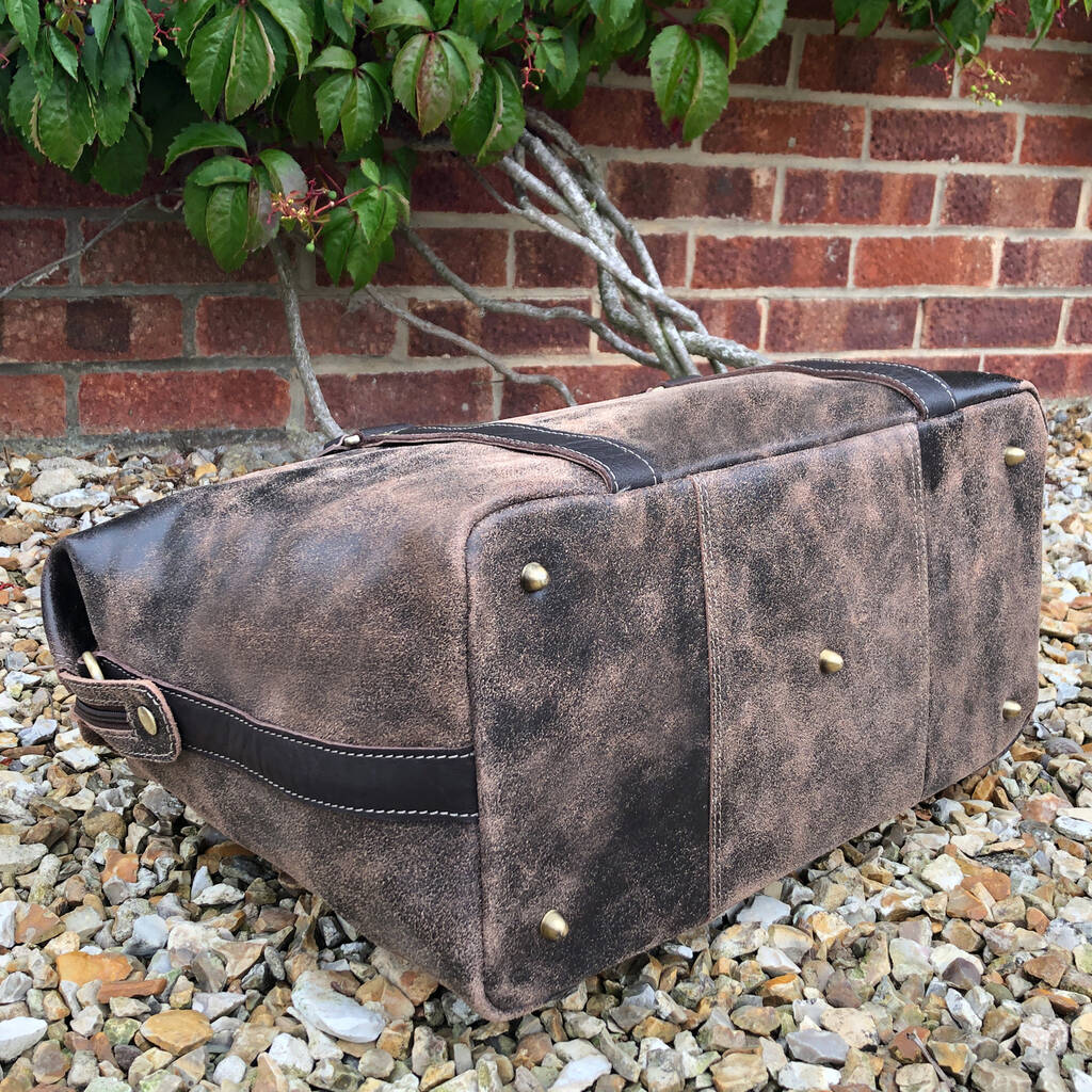Rugged Vintage Leather Holdall, Travel Bag By Holly Rose