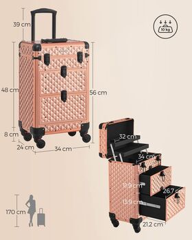 Make Up Trolley Cosmetic Case With Removable Wheels, 11 of 12