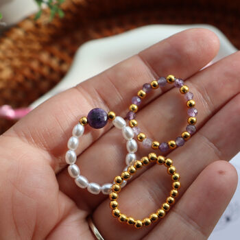 Amethyst Stacked Stretch Rings, 4 of 6