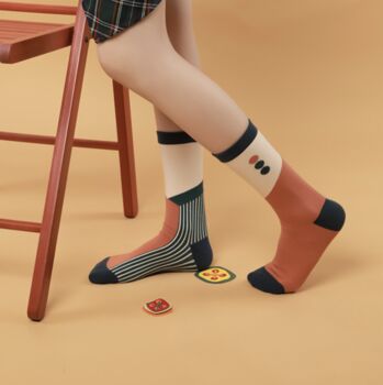Geometric Illustration Mid Calf Length Socks, 3 of 3