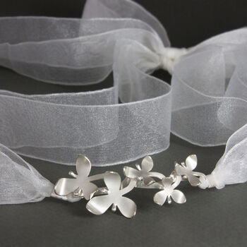 Silver Orchid Ribbon Headband, Becomes A Pendant, 3 of 5