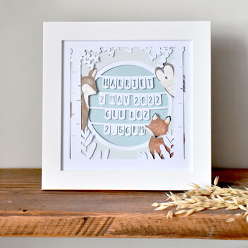 Personalised Woodland Birth Details Frame, 3 of 4