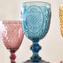 Set Of Four Vintage Embossed Coloured Wine Glasses, thumbnail 4 of 10