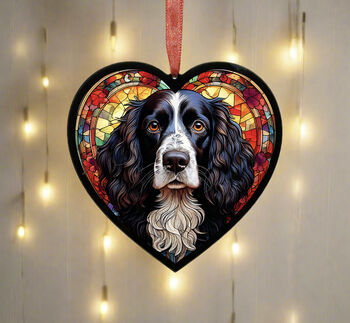 Springer Spaniel Stained Glass Effect Heart Suncatcher, 3 of 7