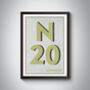 N20 Barnet London Postcode Typography Print, thumbnail 7 of 10