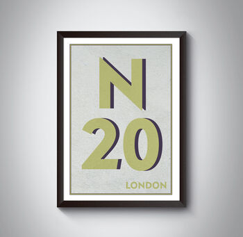 N20 Barnet London Postcode Typography Print, 7 of 10