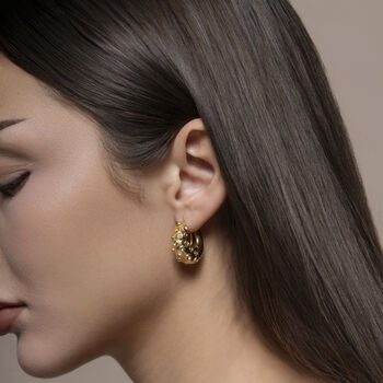 Coral Cz Gold Hoops, 3 of 11