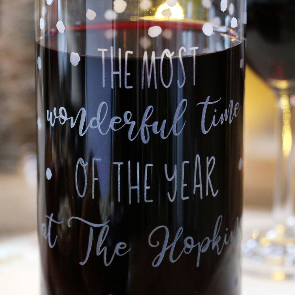 Personalised Engraved Christmas Glass Wine Carafe By Lisa Angel