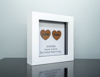 Personalised 3rd Leather Anniversary Frame Gift Engraved Names, 3 of 4