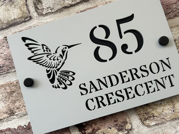 Personalised Hummingbird Design House Acrylic Number Sign, 7 of 10