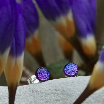 Small Purple Glass And Sterling Silver Stud Earrings, 3 of 11