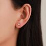 Sterling Silver Tiny Square Cz Earrings, thumbnail 6 of 12