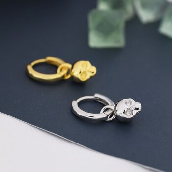 Death Skull Hoop Earrings In Sterling Silver, 4 of 11