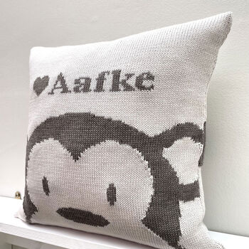 Personalised Knitted Monkey Cushion, 7 of 9