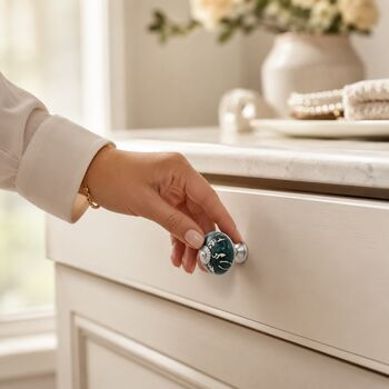 Emerald Bloom Ceramic Round Drawer Knob, 4 of 8