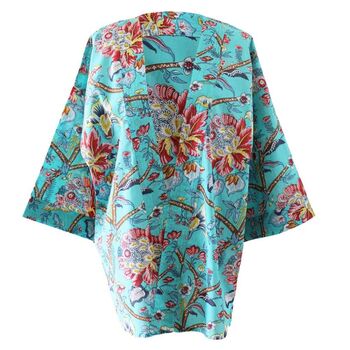 Blue Orchid Print Cotton Summer Jacket, 4 of 4