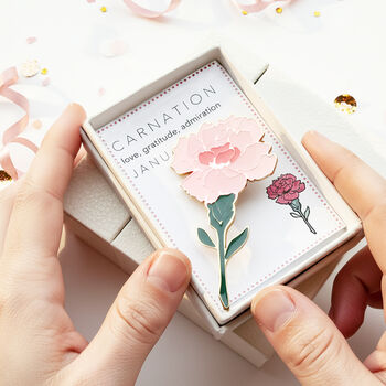 Enamelled Birth Flower Brooch In A Gift Box, 12 of 12