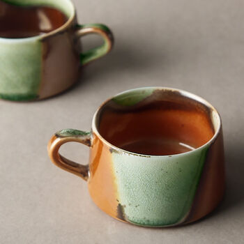 Handmade Ceramic Cup And Saucer Set Crackle Glaze, 4 of 4