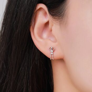 Sterling Silver Skeleton Stud Earrings, 5 of 12