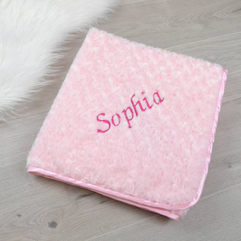 personalised rose pink baby blanket by dcaro