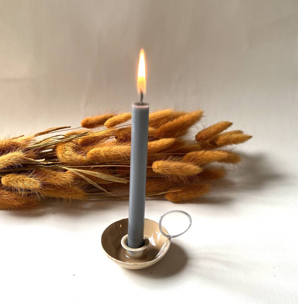 Taper Candle Holder With Three Taper Candles, 1 of 3