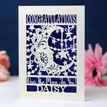 Personalised Papercut Over The Moon Card, 6 of 10