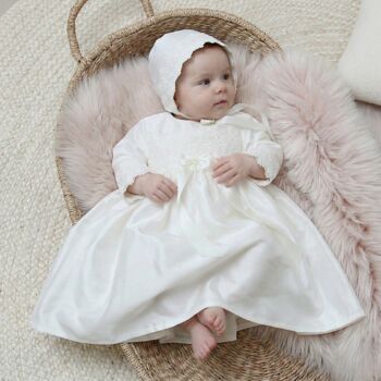 long sleeve christening dress Princess Long Sleeve Christening Dresses for Baby Girls - Lace Appliqu  Pearls Baptism Gown