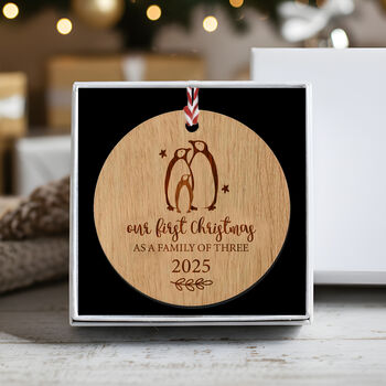 First Christmas As A Family Of Three/Four Wooden Bauble, 5 of 6
