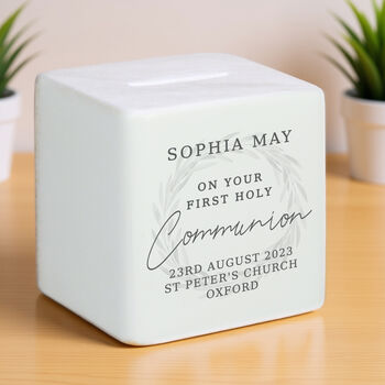 Personalised First Holy Communion Wreath Money Box, 5 of 7