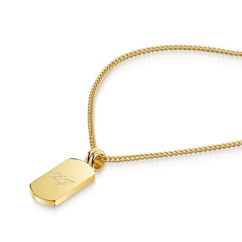 Mini Dog Tag Necklace 18 K Gold Plated Steel, 4 of 6