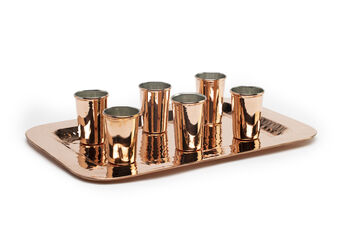 Copper Tray And Set Of Six Of Shot Glasses Set, 4 of 9