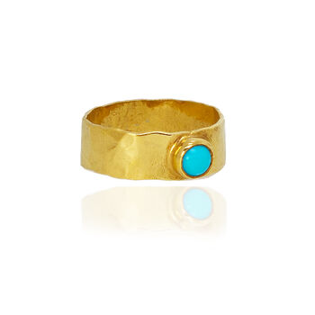 Hammered Band Ring With Turquoise Stone, 3 of 3