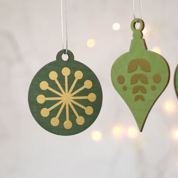 Christmas Tree Decoration Set, Green With Gold, 5 of 5