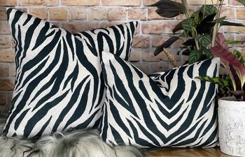 Velvet Zebra Print Cushion, 4 of 12