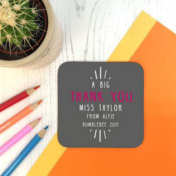 Personalised 'Big Thank You' Teacher Coaster, 4 of 12