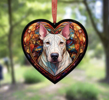 English Bull Terrier Stained Glass Effect Heart Suncatcher, 5 of 5